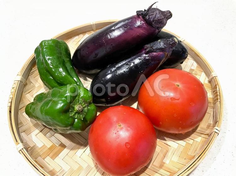 夏野菜（ナス・ピーマン・トマト）１１ 夏野菜,ナス,ピーマンの写真素材