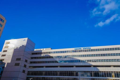 博多駅ビルと快晴空 博多駅,jr,福岡の写真素材