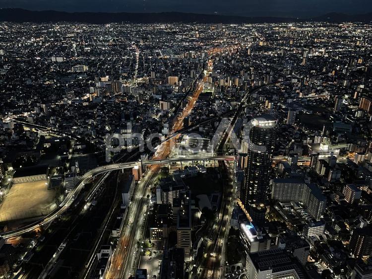都会の夜景 上空から（空なしver） 夜景,都会,イルミネーションの写真素材