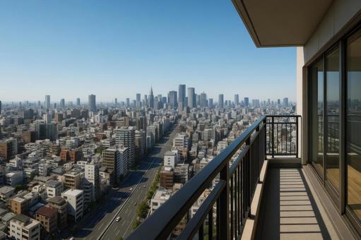 タワマン上層階からの眺望の写真