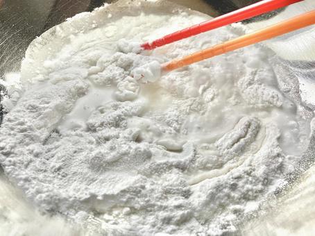 Photo, rice flour, water, okonomiyaki batter, 