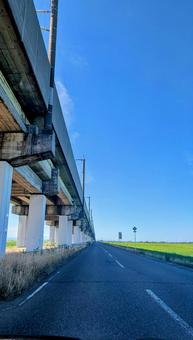 高架下のまっすぐな道 高架下のまっすぐな道の写真