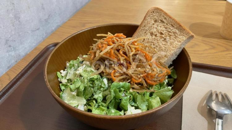 金平ごぼうと全粒粉パンのサラダボウル サラダボウル,野菜,金平の写真素材
