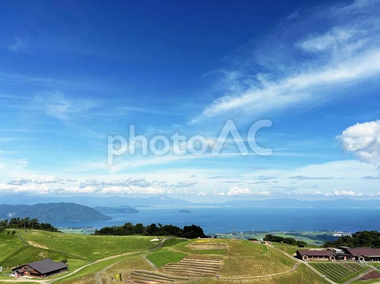 箱館山から見渡す眺め 空,箱館山,見渡すの写真素材