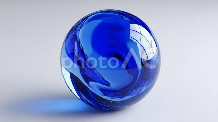 透明な青色の神秘的な玉 ガラス玉,球体,青の写真素材