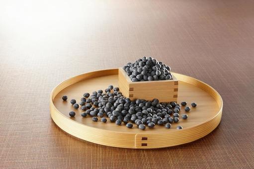 黒豆 黒豆,和,一合枡の写真素材