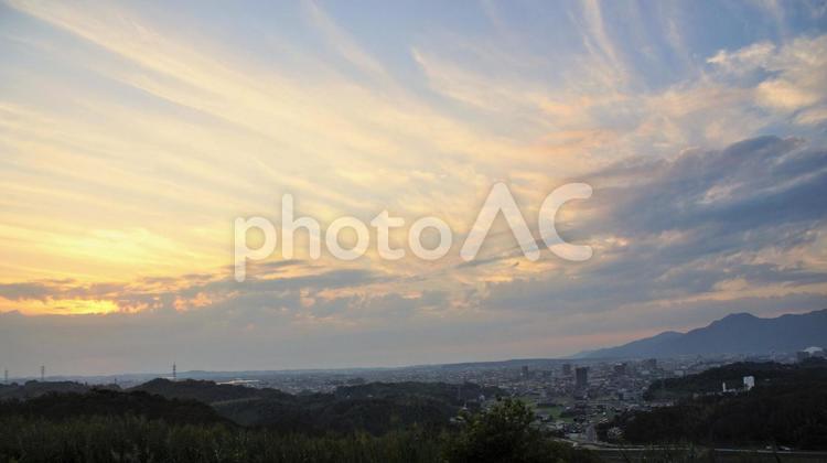 秋の夕焼風景。 秋,夕焼,空の写真素材