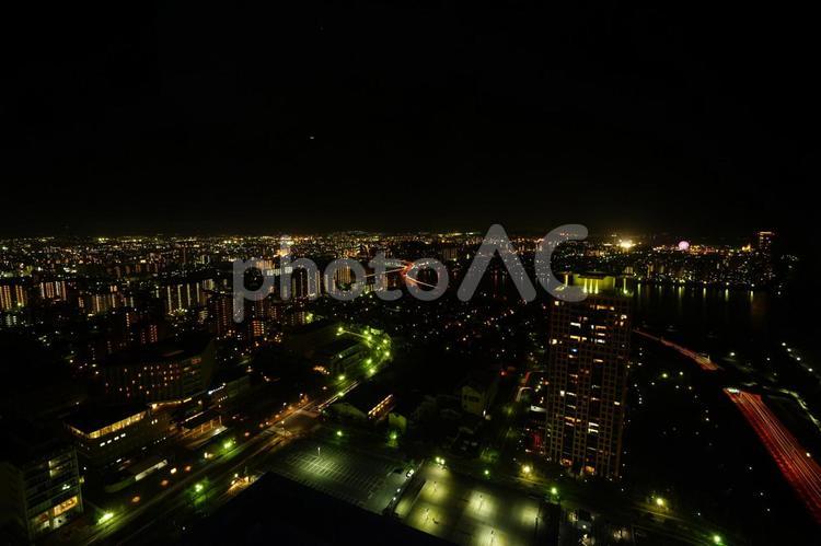 福岡の福岡タワーからの夜景4 福岡タワー,夜景,夜の写真素材