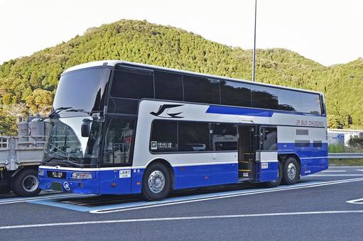 三菱ふそうエアロキング　高速バス　JR中 夜行バス,高速バス,旅行の写真素材