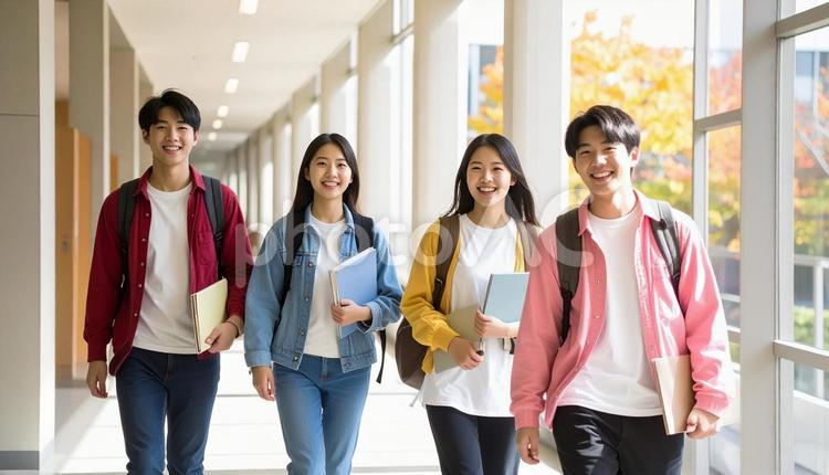 キャンパスライフを楽しむ大学生 大学生,大学,キャンパスライフの写真素材