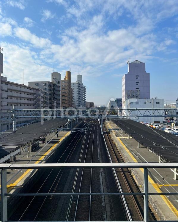 線路のある風景 線路,レール,駅の写真素材