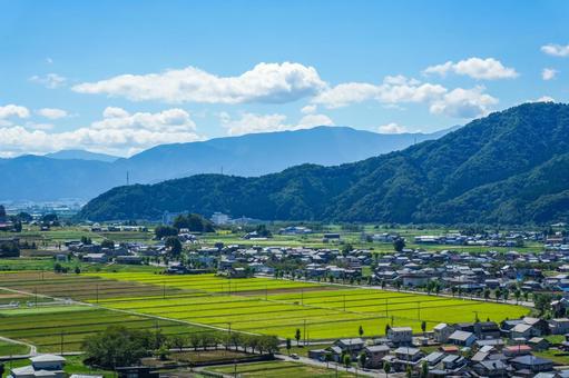 五重塔から見た福井勝山市の町並み 五重塔から見た福井勝山市の町並み 福井,福井県,町並みの写真素材