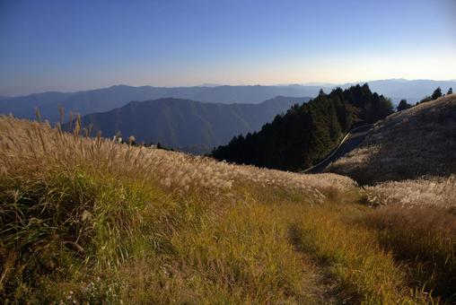 秋の生石高原と山並み 秋の生石高原と山並み 生石高原,秋,ススキの写真素材