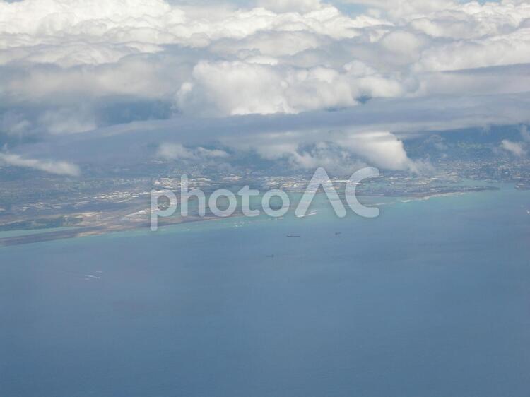 真珠湾の眺め 夏休み,飛行機,真珠湾の写真素材