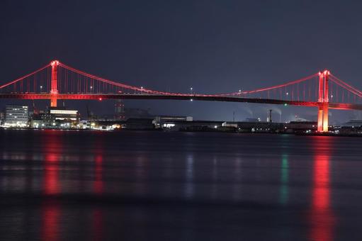 若戸大橋の夜景(ライトアップ) 若戸大橋の夜景(ライトアップ)の写真