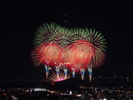 花火大会 花火大会 花火,モエレ沼,夜景の写真素材