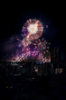 風景写真 花火,夏,花火大会の写真素材