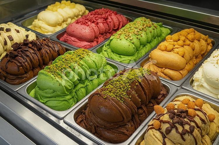アイスクリームショーケース アイス,ジェラート,ショーケースの写真素材