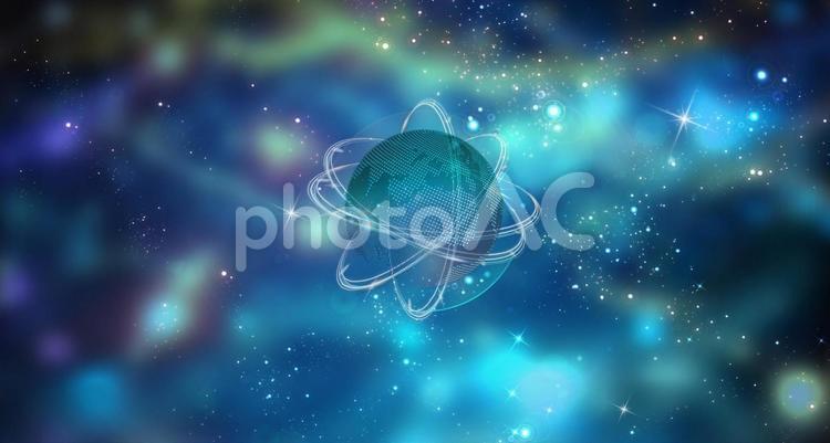 銀河に浮かぶデジタル地球とネットワーク デジタル,宇宙,ビジネスの写真素材