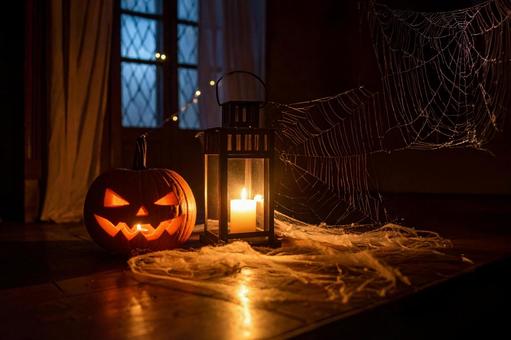 ハロウィンのかぼちゃと蝋燭 ハロウィンのかぼちゃと蝋燭の写真