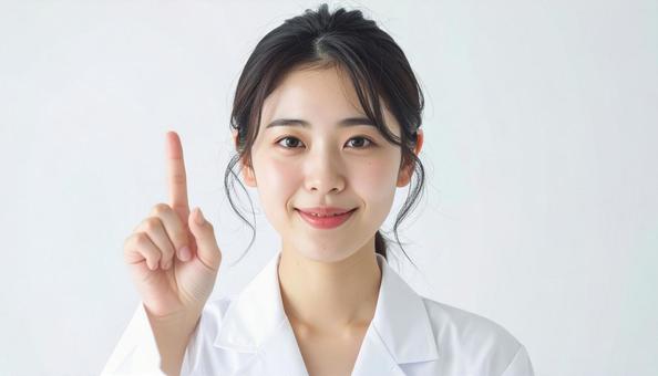 指をさす女医 指をさす女医の写真