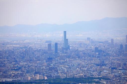 高安山から見た大阪市街地 高安山から見た大阪市街地 大阪,街並み,町並みの写真素材
