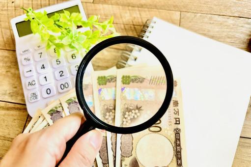 Image of asset management and checking money, household management, investigation, household cost, JPG