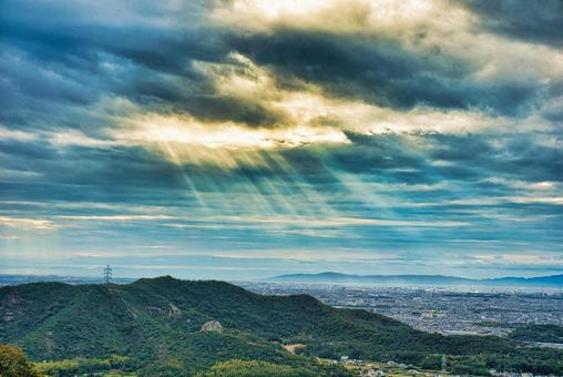 高御位山 播磨平野,山岳,平野の写真素材