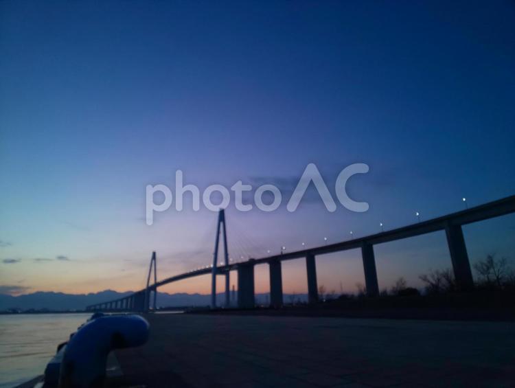 夜明けの風景 海,空,朝の写真素材