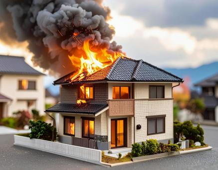 火災が起こった住宅 火災が起こった住宅の写真