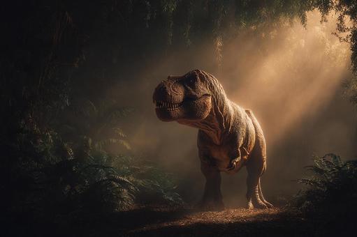 森に潜むリアルなティラノサウルス 森に潜むリアルなティラノサウルスの写真