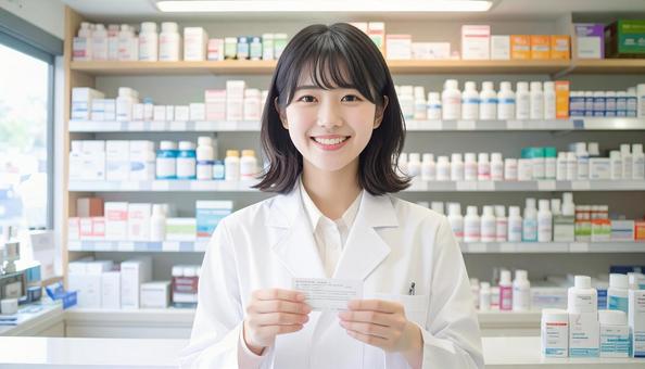 笑顔で働く薬剤師 笑顔で働く薬剤師の写真