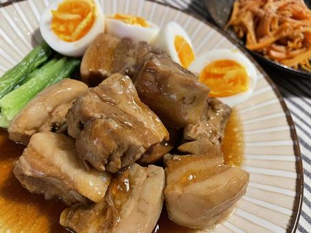 角煮 角煮 角煮,豚の角煮,ご飯の写真素材