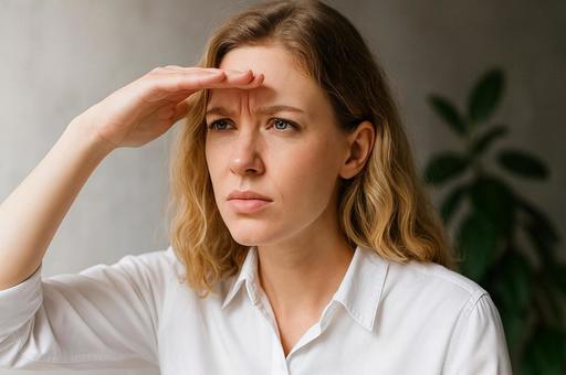 探す仕草をする外国人女性・見つめる視線 探す仕草をする外国人女性・見つめる視線の写真