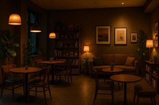 間接照明のカフェ 間接照明のカフェの写真
