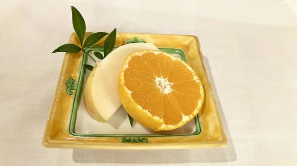 みかんとリンゴ みかん,カット,断面の写真素材