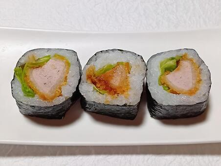 ヒレカツ中巻き寿司 中巻き寿司,食べ物,ヒレカツの写真素材