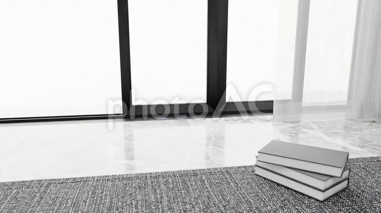 ブログやホームページ用インテリアイメージ 本,カーテン,インテリアの写真素材