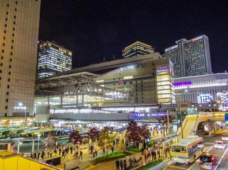 【大阪府】大阪市・大阪駅 大阪駅,夜景,夜の写真素材