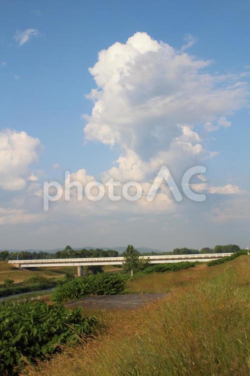 北海道の真夏日の夏空 入道雲,北海道,夏空の写真素材