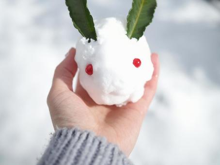 Handmade rabbit, winter, snow, a snow rabbit, JPG