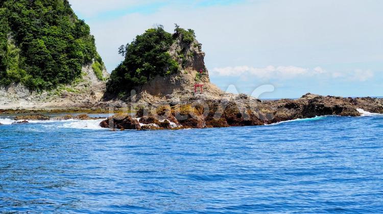 夏の鯛ノ浦・沖から見る弁天島（鴨川市） 夏,鯛の浦,弁天島の写真素材