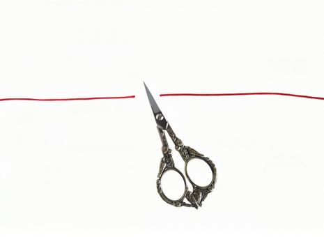 Scissors to cut the red thread, severing ties, scissors, omission, red string of fate, JPG