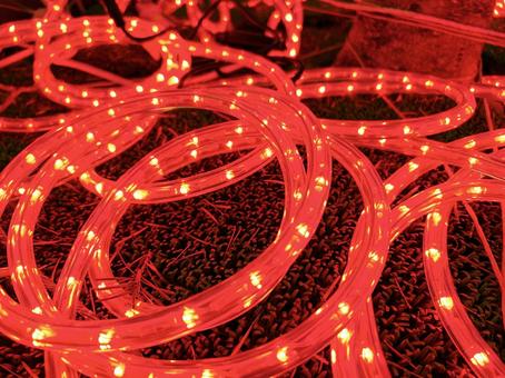 赤く光る電飾 赤色,光,電飾の写真素材