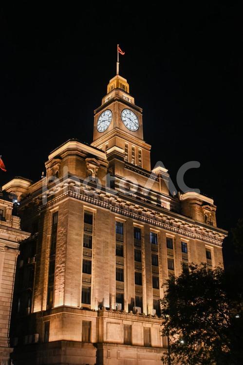 上海夜景・外灘の西洋建築 上海,夜景,外灘の写真素材