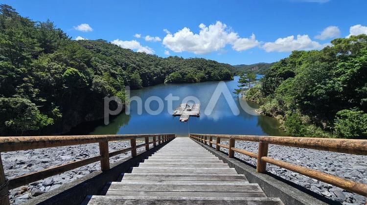 安波ダムの階段 安波ダム,ダム,沖縄の写真素材