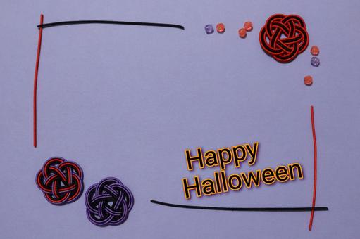 Mizuhiki frame Halloween text background color with purple beads Enclosure Mizuhiki frame Halloween text background color with purple beads Enclosure