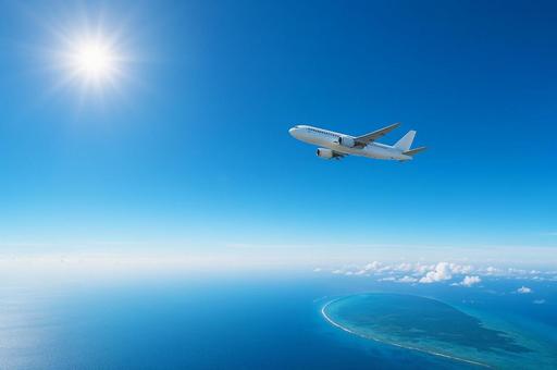 青空と飛行機と地球 青空と飛行機と地球の写真