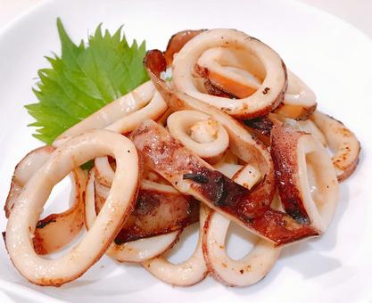 Photo, tintenfisch tintenfisch, gegrillter tintenfisch, töpferei, 