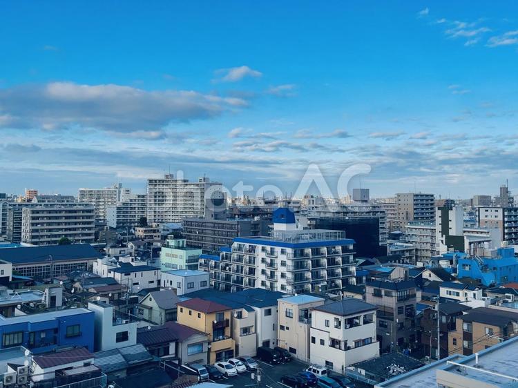 住宅街の風景 住宅街,風景,空の写真素材